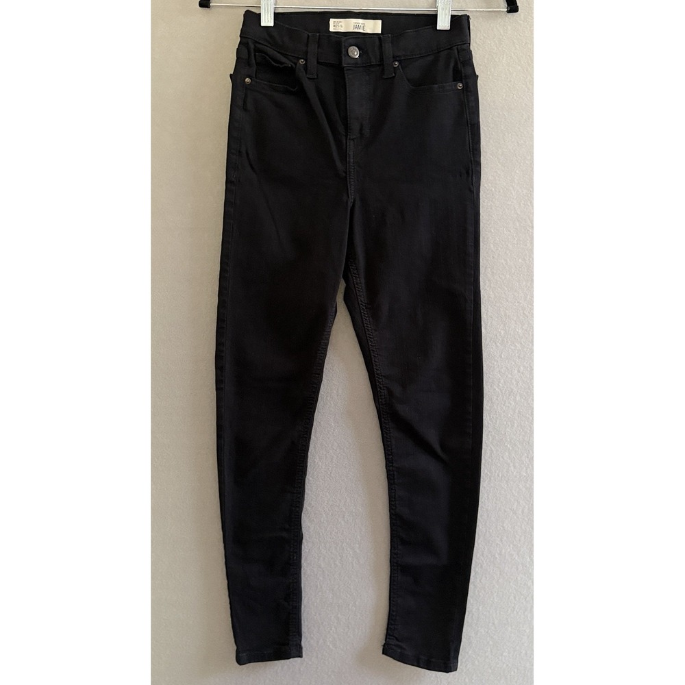 Topshop Moto Jamie Mid Rise Black Skinny Jeans Womens Sz 25 (Actual 24) Pockets